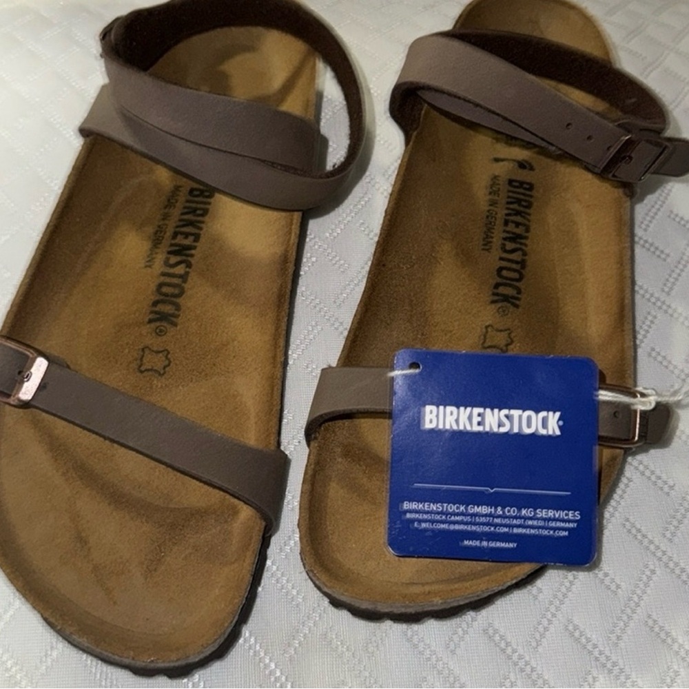 New Birkenstock Brown Suede Adjustable Strap Sandals